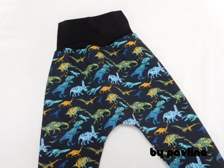 Dětské jarní - podzimní softshellové kalhoty/turky - Dino na černé