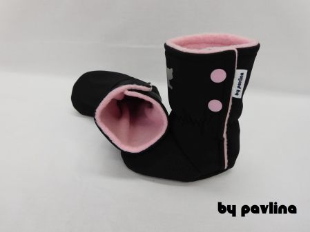 Dívčí softshellové válenky / capáčky - Kočička s sv. růžovou