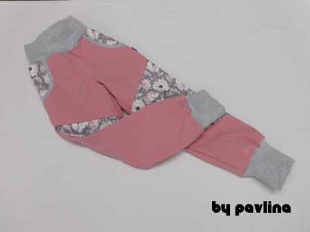 Dívčí zimní rostoucí softshellové kalhoty - Růže se starorůžovou