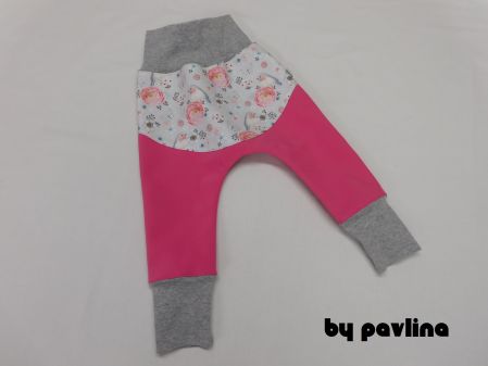 Dívčí softshellové kalhoty / turky - Ptáčci s růžovou