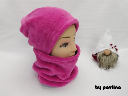 Dívčí zimní obousranný setík - Růžový motýlci