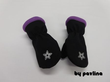 Dívčí softshellové rukavice - Hvězdička s fialovou