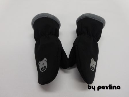 Chlapecké softshellové rukavice - Medvídek se šedou