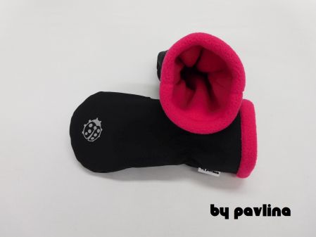 Dívčí softshellové rukavice - Beruška s malinovou 