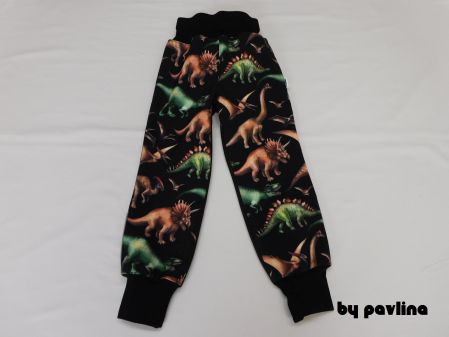 Dětské zimní rostoucí softshellové kalhoty - Dino + černá