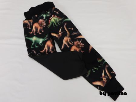 Dětské zimní rostoucí softshellové kalhoty - Dino + černá