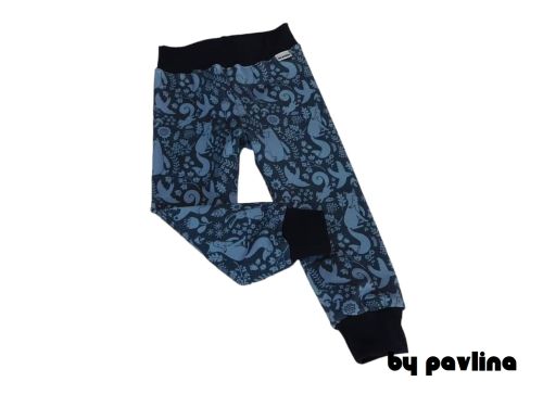 Dětské tepláčky - Zvířátka na tm. modré