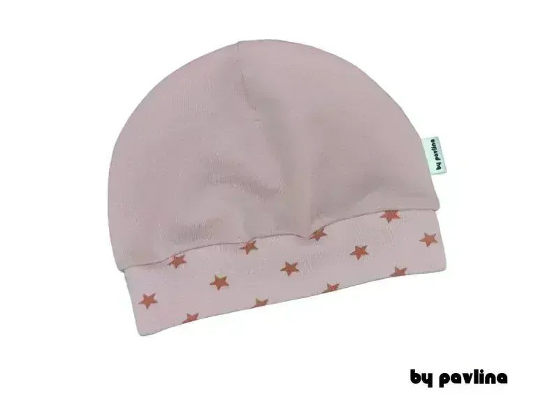 Dívčí čepice s lemem - Ovečky na růžové