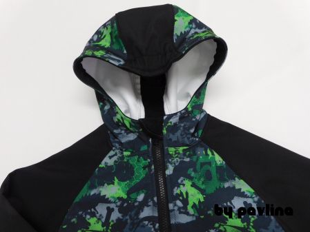 Chlapecká softshellová bunda - Dino maskáč s černou vel. 110/116