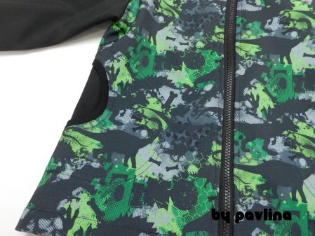 Chlapecká softshellová bunda - Dino maskáč s černou vel. 110/116