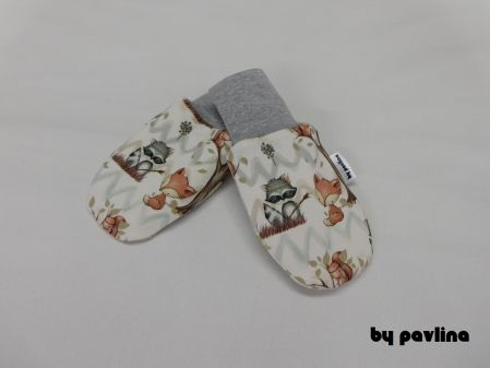 Dětské zimní kojenecké rukavice - Zvířátka u týpí