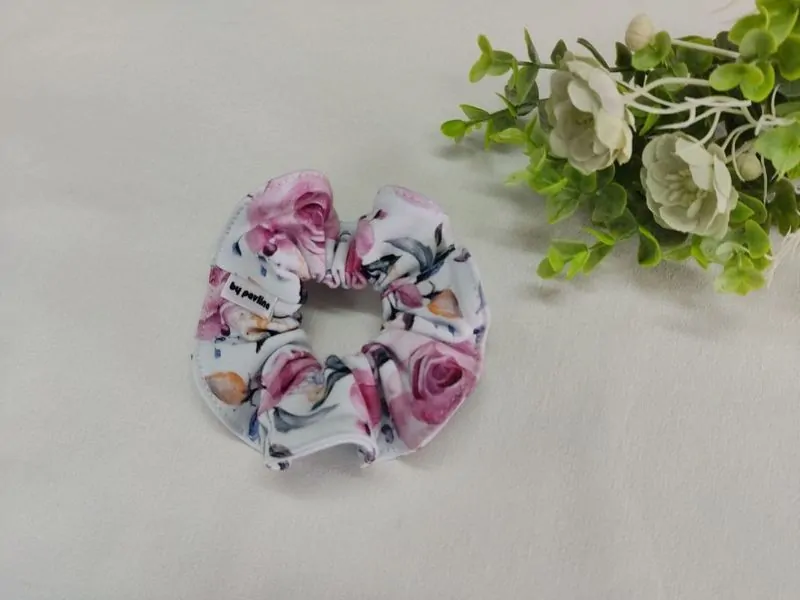 Gumička do vlasů / scrunchies - Akv. růže