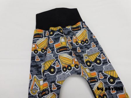 Chlapecké zimní softshellové kalhoty/turky - Stavební stroje žl. + černá