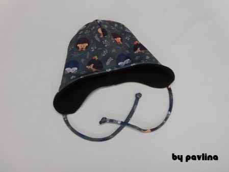 Dětská zimní kojenecká čepka - Ježečci na olivě