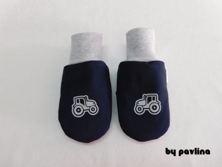 Chlapecké softshellové rukavice 2 - Tm. modré s traktůrkem