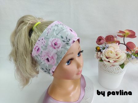 Dívčí / dámská funkční čelenka - Růžičky