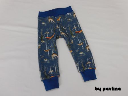 Dětské teploučké tepláčky - Zvířátka na šedomodré