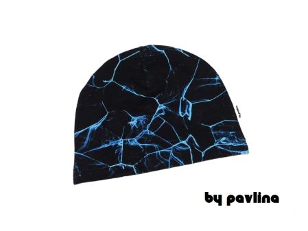 Dětská klasická čepice - Mramor temně modrý