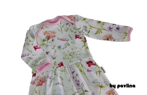 Dívčí body šaty - dlouhý rukáv - Louka