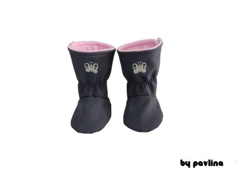 Softshellové válenky / capáčky -  Motýlek na šedé