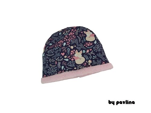 Dívčí zimní oboustranná klasická čepice - Lišky