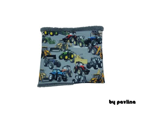 Zimní oboustranný nákrčník - Traktory