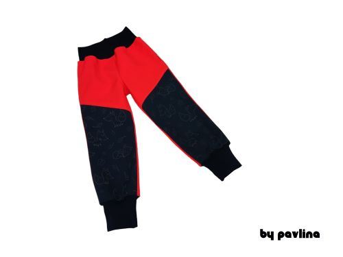 Dívčí zimní rostoucí softshellové kalhoty - Neon korálové + Reflexní lišky