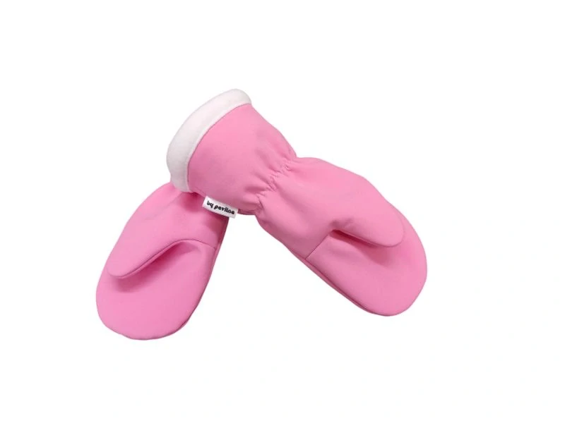 Dívčí softshellové rukavice - Sv. růžové s vločkou