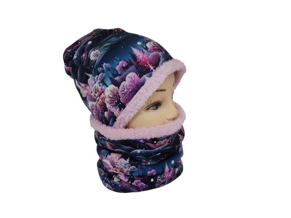 Dívčí zimní oboustranný setík 2 - Růžový les