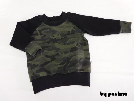 Dětská tepláková souprava - Maskáč oliva s černou