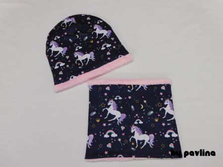 Dívčí zimní obousranný setík - Magičtí jednorožci