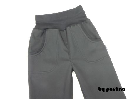 Dětské zimní softshellové kalhoty - Černé s kapsami