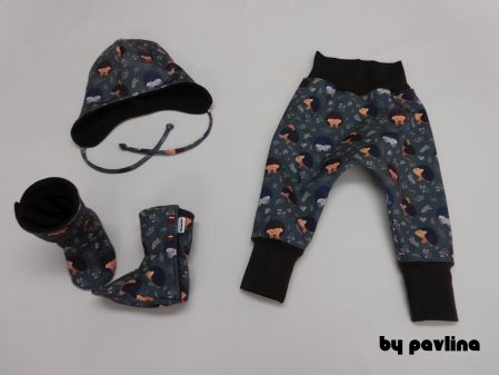 Dětská zimní kojenecká čepka - Ježečci na olivě