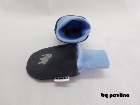 Dětské kojenecké softshellové rukavice - Slůně se sv. modrou
