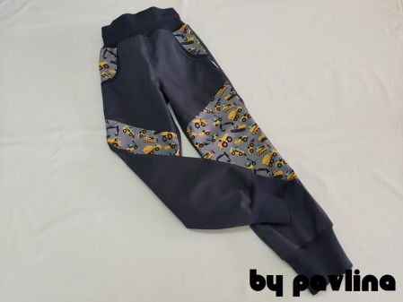 Jarní - podzimní rostoucí softshellové kalhoty - Šedé + Bagry