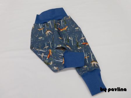 Dětské teploučké tepláčky / turky - Zvířátka na šedomodré