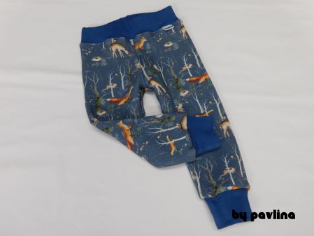 Dětské teploučké tepláčky - Zvířátka na šedomodré