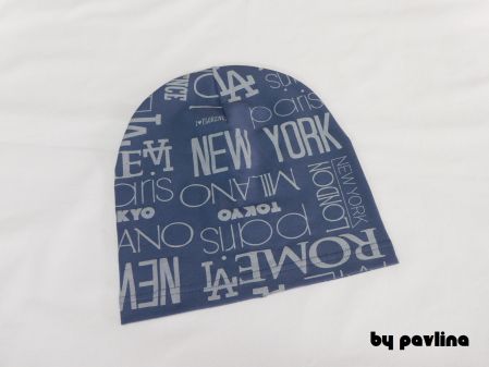 Unisex čepice - Šedé nápisy vel. 54