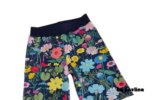 Dívčí kraťasy - Kvítí na tm. modré