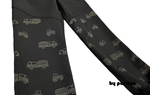 Zimní rostoucí softshellové kalhoty - Černé + Reflexní auta