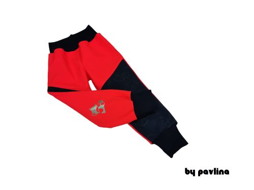 Dívčí zimní rostoucí softshellové kalhoty - Neon korálové + Reflexní lišky