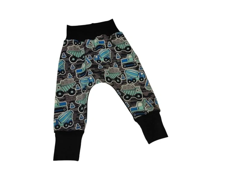 Chlapecké zimní softshellové kalhoty/turky - Stavební stroje modré + černá