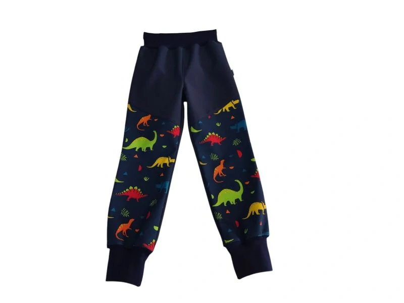 Dětské zimní rostoucí softshellové kalhoty  - Tm. modré + Dino 