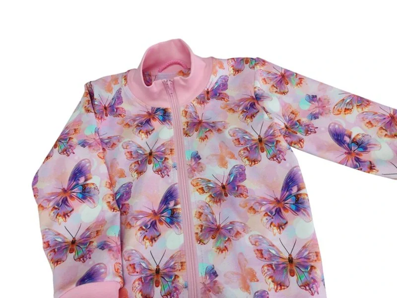 Dívčí mikina na zip - Motýlci na růžové vel. 116