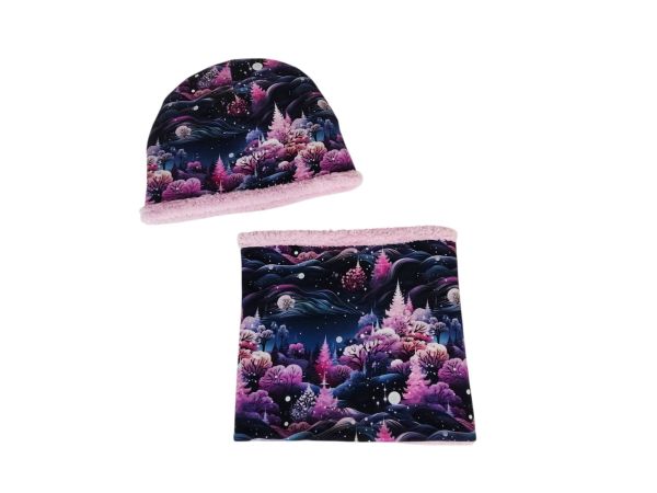 Dívčí zimní oboustranný setík 2 - Růžový les