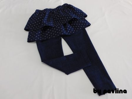 Dívčí legínky se sukýnkou - Srdíčka na jeans + ala jeans