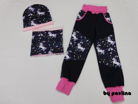 Dívčí zimní obousranný setík - Magičtí jednorožci