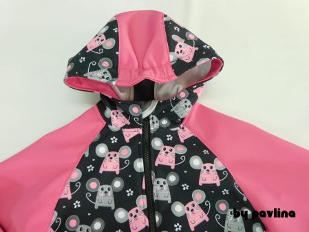 Dívčí softshellová bunda - Myšky s růžovou