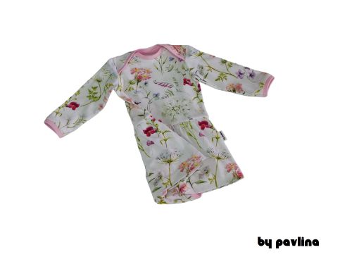 Dívčí body šaty - dlouhý rukáv - Louka