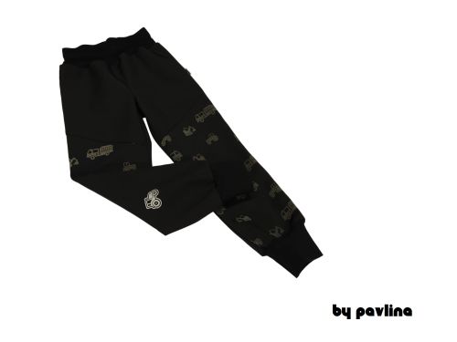 Zimní rostoucí softshellové kalhoty - Černé + Reflexní auta